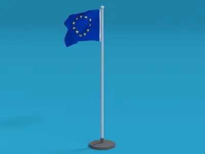 Low Poly Seamless Animated Europe Flag Low-poly 3D model