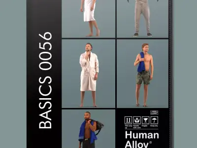 Set of 3D men at the gym and spa 3D model