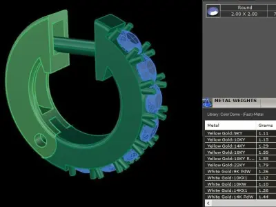 Small Size Diamond Dangle Hoop Earring 2MM 3D print model