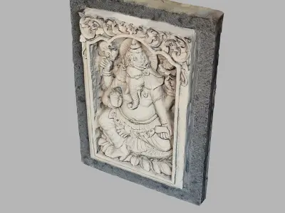 Hindu God Ganesh Stone Barelief Bali style Low-poly 3D model