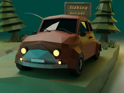 Fishing Corner Low-poly 3D model