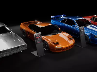 90s sports cars pack 3D model
