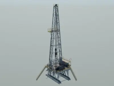 Drilling platform Low-poly 3D model