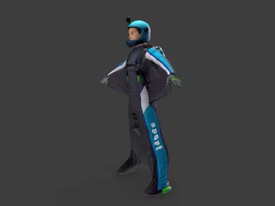 Wingsuit Skydiving  Low-poly 3D model