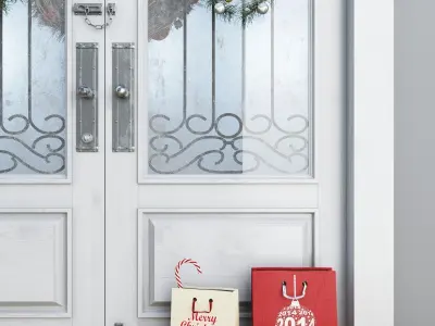 New Year French door entry 3D model