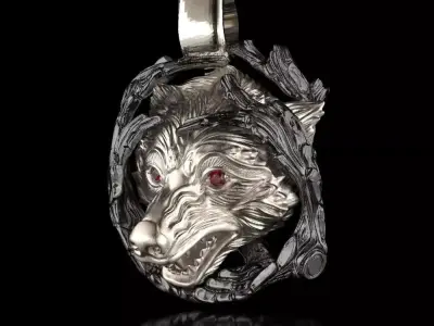 Wolf pendant  Free 3D print model