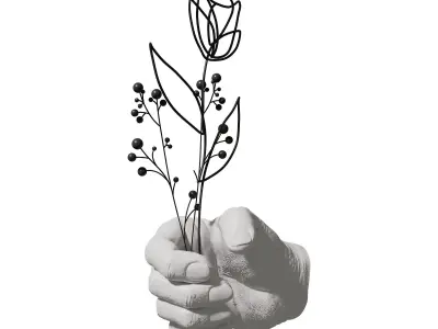 Puins Minimal Hand Sculpture Wire Flower  3D model