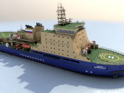 Icebreaker LK-25 Viktor Chernomyrdin Low-poly 3D model