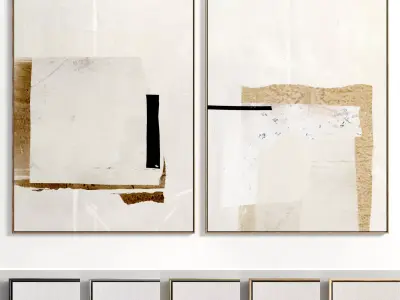 Plaster Two Photo Frame E-51 Low-poly 3D model
