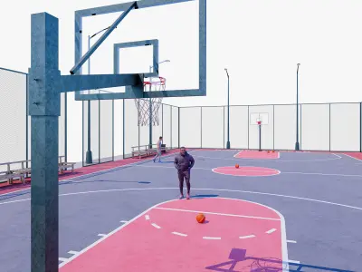 Basketball Court Low-poly 3D model shop