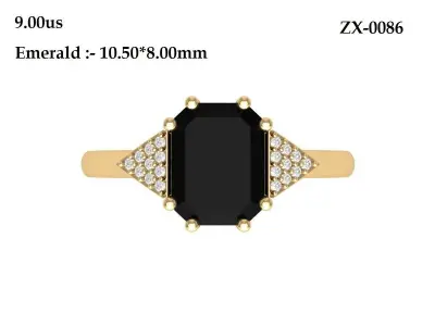 Emerald Radiant Artdeco Ring 3D print model