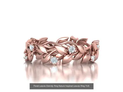Floral Leaves Eternity Rings Collection 7US 8US 9US sizes 3D Model Pack