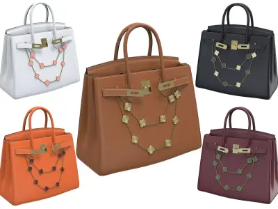 Hermes Birkin Bag with Chain Low-poly 3D model