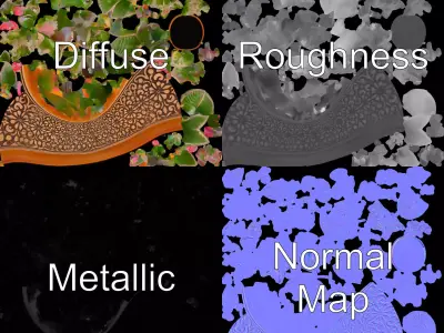 Ornate Terracotta Planter model pack Low-poly 3D model