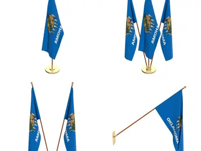 Oklahoma Flag Pack 3D model