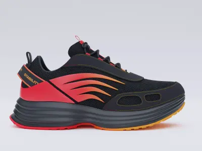Sneakers with flames Low-poly 3D model