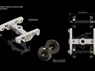 Train Car Trucks 3D print model