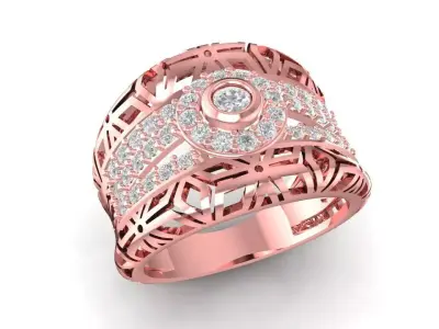Luxury Carved Wide Diamond Band Ring for Men 3104 3D print model