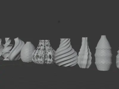 Pack of 10 3D Vases 3D model