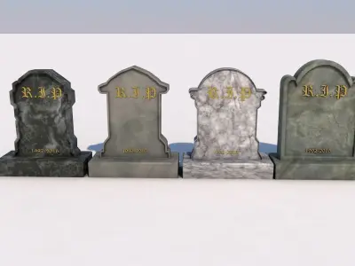 Set of 4 Tombstones Free 3D model
