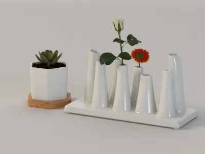 Trendy Ceramic Flower Vase for Table Top Centerpiece Decoration 3D model