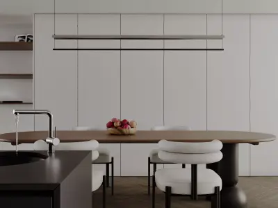 Modern living room dining room interior scenes 212 3D model