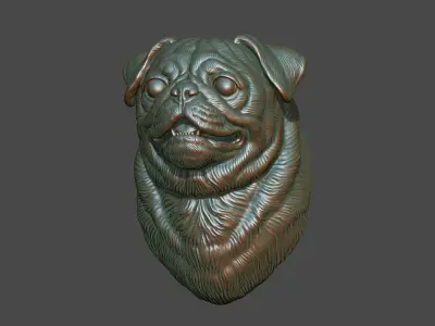 Pug bust version 2 3D print model