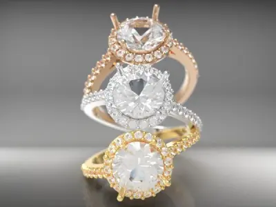 Eternal Radiance Halo Ring Set 3D print model