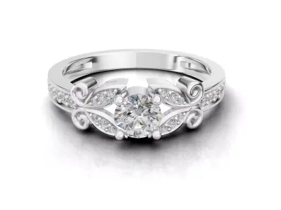 AV 726 Diamond Ladies Unique Vintage Style Engagement Ring 3D print model