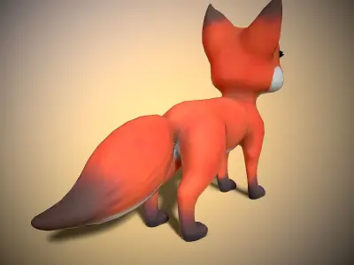 cartoon little fox Low-poly 3D model