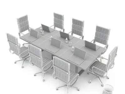 3D office work and meeting table 06 Low-poly 3D model