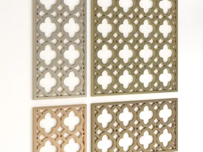 Arabic Islamic pattern decorative gold plaster 3D model