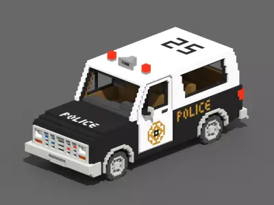 Voxel Police SUV Low-poly 3D model