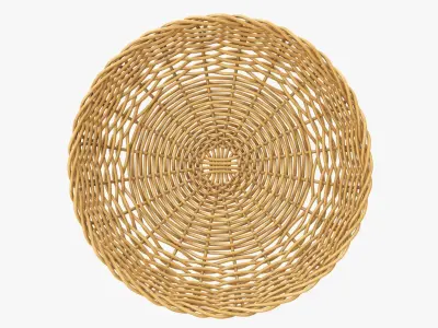 Wicker basket tray medium brown 3D model