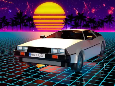 DeLorean DMC-12 1981 Low-poly 3D model