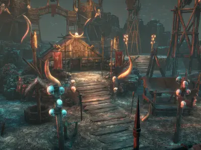 Tribal camp Low-poly 3D model