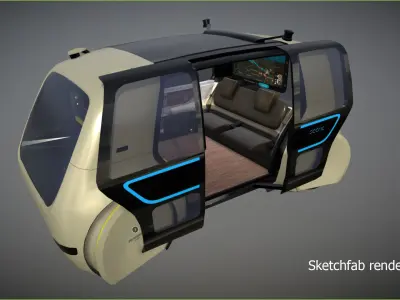 Volkswagen Sedric Driverless car concept Low-poly 3D model