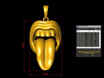 Savage Tongue Mouth Pendant 3D print model