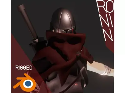 Cyberpunk Ninja Character - Low-poly 3D Model Free low-poly 3D model