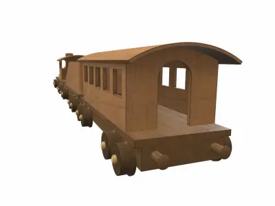 Wooden train toy 6 Free 3D model