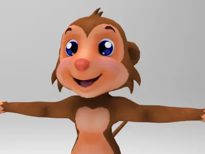 Monkey Model cartoon Low-poly 3D model