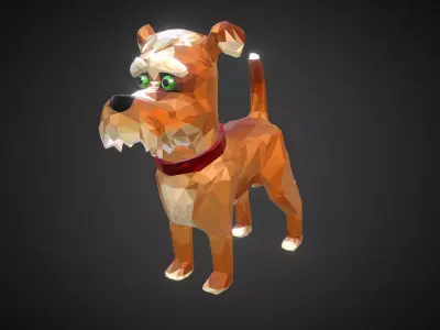 Cartoon Dog Low Polygon Art Farm Animal Low-poly 3D model