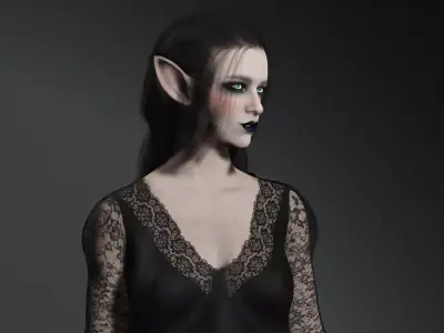 Dark Elf Sorceress  Realistic Fantasy Female Character Low-poly 3D model