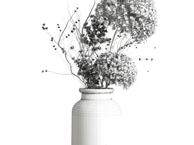 Bouquet set glass vase 18 3D model