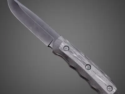 Black Titanium Tatical Knife AAA Game Ready Asset Low-poly 3D model