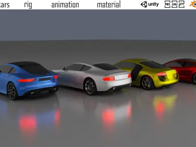 Cartoon sports cars Low-poly 3D model