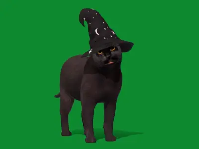 Halloween Black Cat Low-poly 3D model