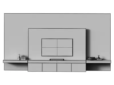 Minimalistic TV wall with a stone surface Low-poly 3D model