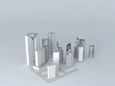 City with real buildings Free 3D model