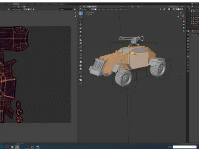 car 1 armored vehicle with gun Low-poly 3D model